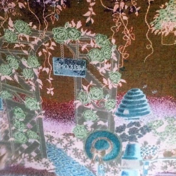 1980's vintage "welcome" wall hang/ Throw Blanket Tapestry - Picture 6 of 6